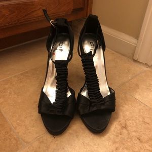 Black satin heel